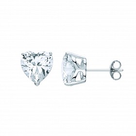 9mm Heart 925 Sterling Silver Stud Earrings