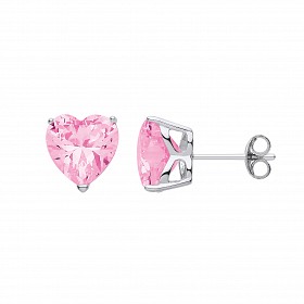 9mm Pink Heart Stud Earrings