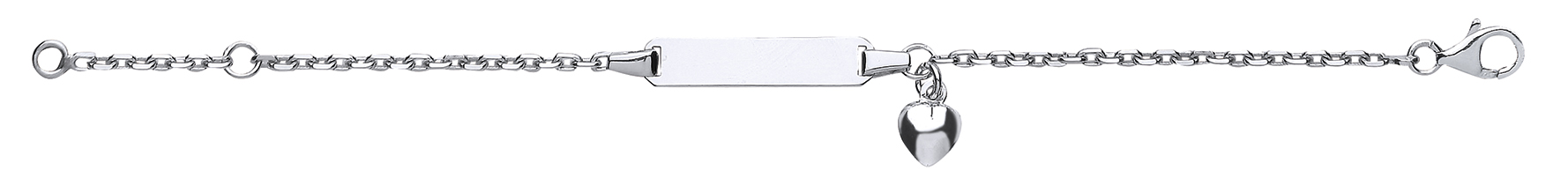 925 Sterling Silver CHILDRENS ID BRACELET WITH HEART CHARM