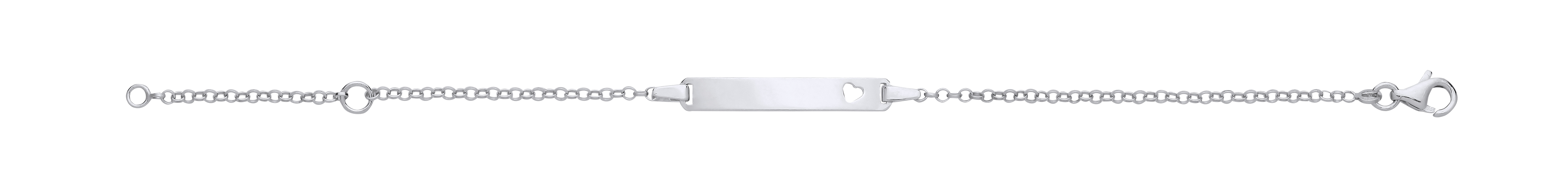 Silver Childrens Heart Cutout ID BRacelet