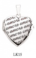 925 Sterling Silver 'Amore' Heart Locket