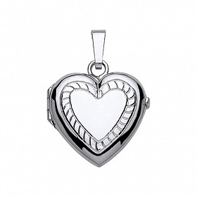 925 Sterling Silver Heart Engraved Locket