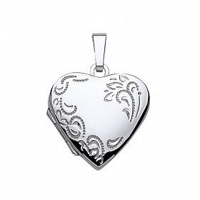 925 Sterling Silver Heart Engraved Locket