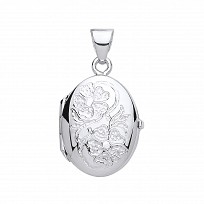 925 Sterling Silver Oval Flower Design Photon Locket