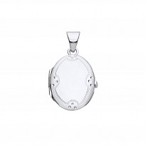 Silver Oval Engraved Design Photo Locket