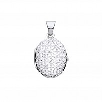 Silver Oval Engraved Design Photo Locket