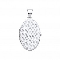Silver Oval Engraved Design Photo Locket