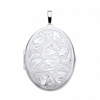 Silver Oval Engraved Locket