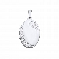 Silver Oval Engraved Locket