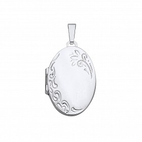 Silver Oval Engraved Locket