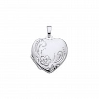 Silver Engraved Heart Locket