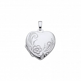 Silver Engraved Heart Locket
