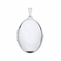 Silver Oval Locket with Disc Charm Inside