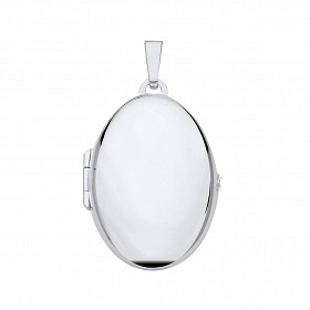 Silver Oval Locket with Disc Charm Inside