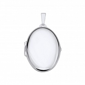 Silver Oval Locket with Angel Charm Inside