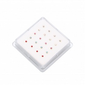 Nose Studs - Round Clawset In Assorted Colours x 20 pieces