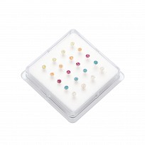 Silver Nose Pin Box in Assorted Resin Colours (20 pack)