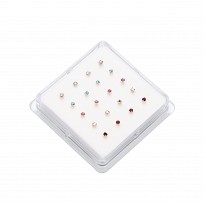 Nose Studs - Round Clawset In Assorted Colours x 20 pieces
