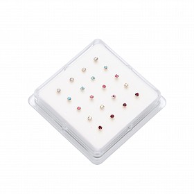 Nose Studs - Round Clawset In Assorted Colours x 20 pieces