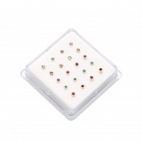Nose Studs - Round Rubover In Assorted Colours x 20 pieces