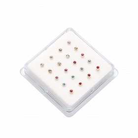 Nose Studs - Round Rubover In Assorted Colours x 20 pieces