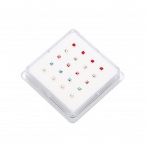 Nose Studs - Square In Assorted Colours x 20 pieces