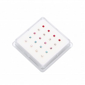 Nose Studs - Square In Assorted Colours x 20 pieces