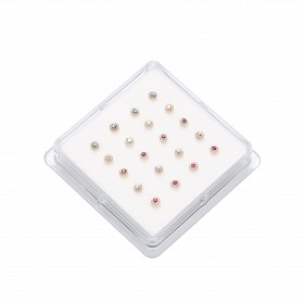Nose Studs - Flower Shape In Assorted Colours x 20 pieces