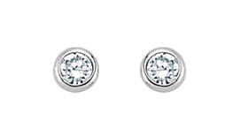3mm CZ Rubover Round 925 Sterling Silver Stud Earrings (Pack of 5)