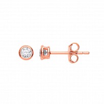 3mm CZ Rubover Round Rose Gold Plated Stud Earrings (Pack of 5)