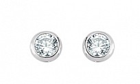 4mm CZ Rubover Round 925 Sterling Silver Stud Earrings (Pack of 5)