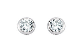 4mm CZ Rubover Round 925 Sterling Silver Stud Earrings (Pack of 5)