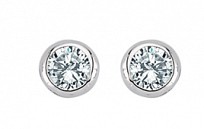 5mm CZ Rubover Round 925 Sterling Silver Stud Earrings (Pack of 5)