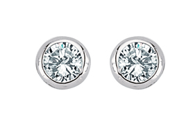 5mm CZ Rubover Round 925 Sterling Silver Stud Earrings (Pack of 5)