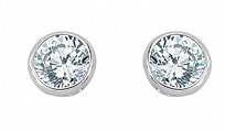 6mm CZ Rubover Round 925 Sterling Silver Stud Earrings (Pack of 5)