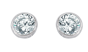 6mm CZ Rubover Round 925 Sterling Silver Stud Earrings (Pack of 5)