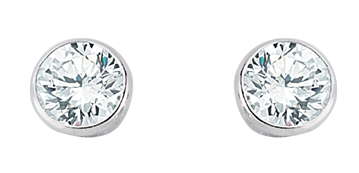 7mm CZ Rubover Round 925 Sterling Silver Stud Earrings (Pack of 5)