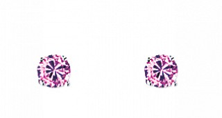 4mm Pink Round 925 Sterling Silver Stud Earrings (Pack of 5)