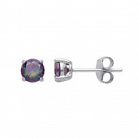 5mm Round 925 Sterling Silver Mystic Quartz Stud Earrings (Pack of 5)