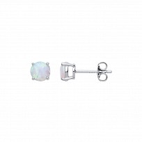 925 Sterling Silver 5mm Opal Round 925 Sterling Silver Stud Earrings (Pack of 5)