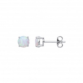 925 Sterling Silver 5mm Opal Round 925 Sterling Silver Stud Earrings (Pack of 5)