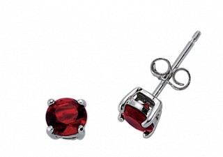 925 Sterling Silver Round Ruby Stud Earrings (Pack of 5)