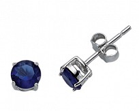 925 Sterling Silver Round Sapphire Stud Earrings (Pack of 5)