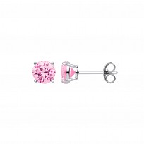 6mm Pink Round 925 Sterling Silver Stud Earrings (Pack of 5)