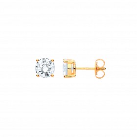 Silver Gold Plated 7mm Round 925 Sterling Stud Earrings (Pack of 5)