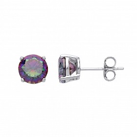 7mm Round 925 Sterling Silver Mystic Quartz Stud Earrings (Pack of 5)