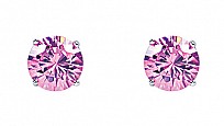 8mm Pink Round 925 Sterling Silver Stud Earrings