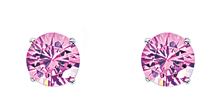 9mm Pink Round 925 Sterling Silver Stud Earrings
