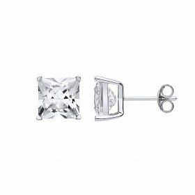 10mm Square 925 Sterling Silver Stud Earrings