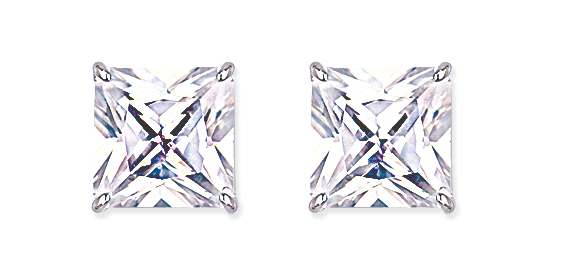 12mm Square 925 Sterling Silver Stud Earrings